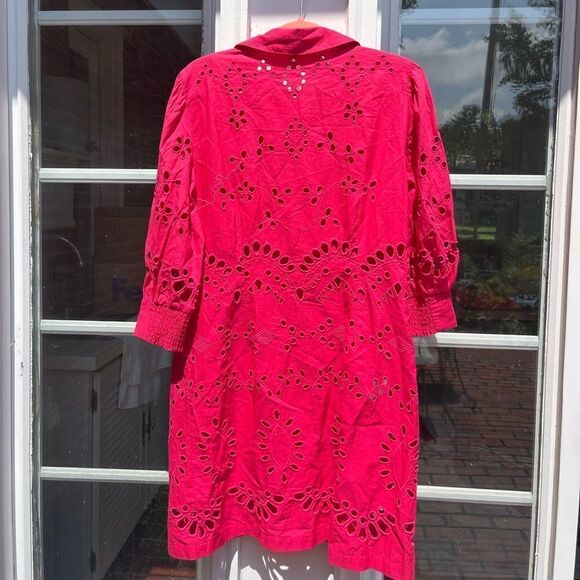Anthropologie Eyelet Long Sleeve Embroidered Button-Down Mini Dress NWT - Picture 11 of 15